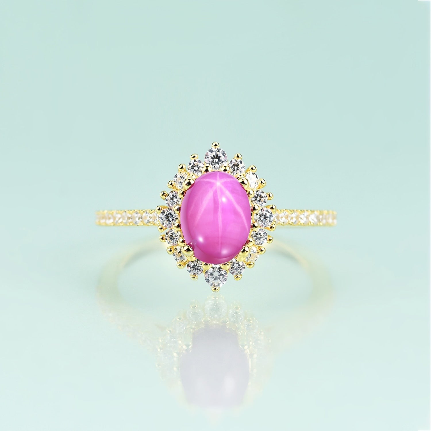 Sternrubinring 14K Gold Prinzessin Diana Replik Verlobungsring | Shop Nory
