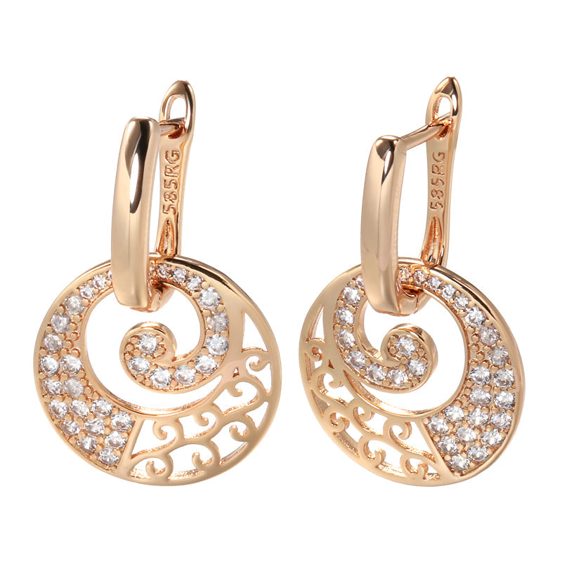 Damen Rund 585 Roségold Trennbar Hohle Spiral Ausgeschnitten Kristall Clip Ohrringe | Shop Nory