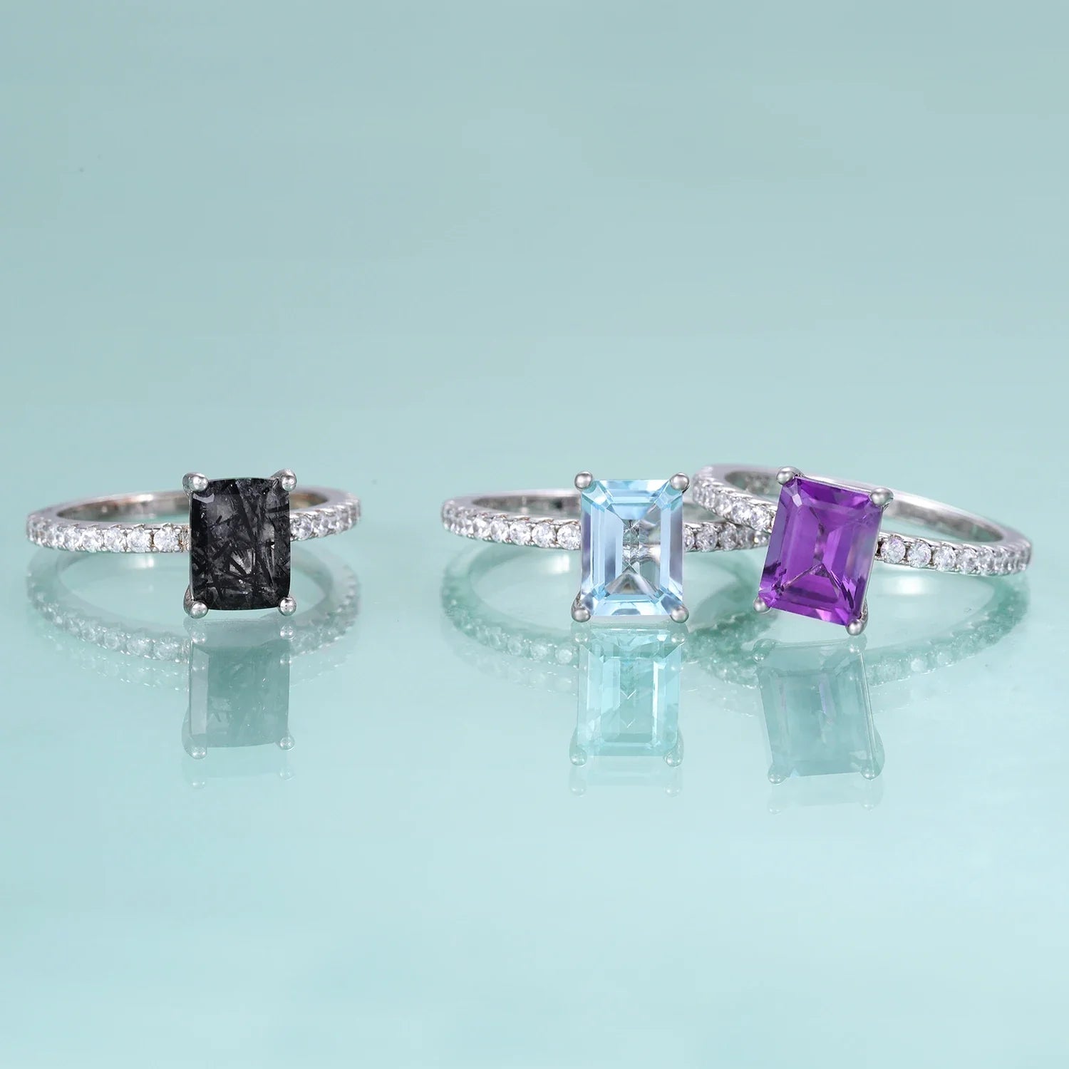 Rutilquarz-Ring aus Sterlingsilber im Smaragdschliff | Shop Nory