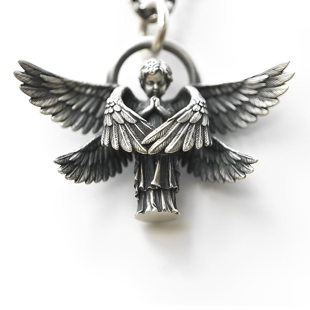 Klassisches Hochwertiges Engel Gebet Unisex Anhänger Mit Kette | Shop Nory
