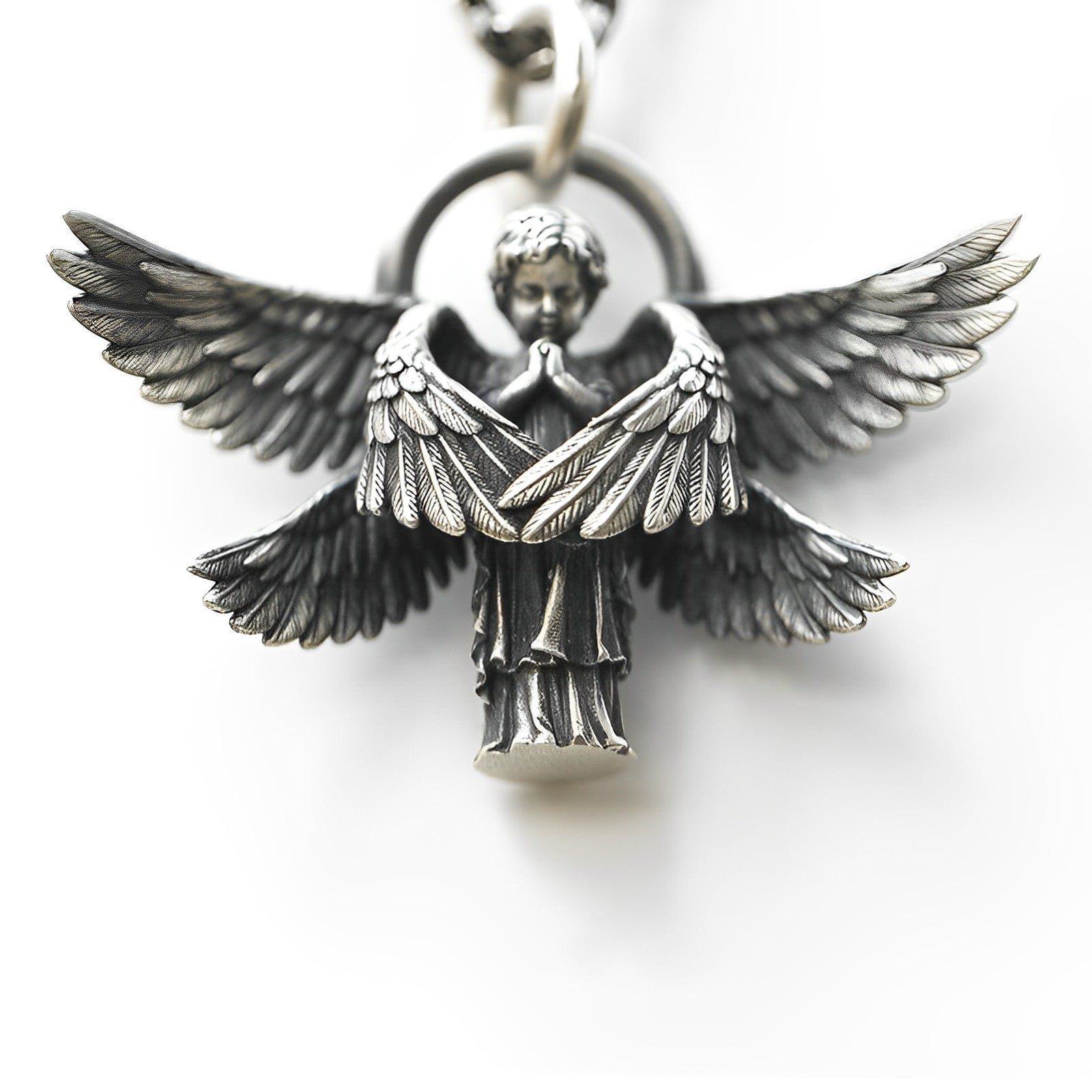 Klassisches Hochwertiges Engel Gebet Unisex Anhänger Mit Kette | Shop Nory