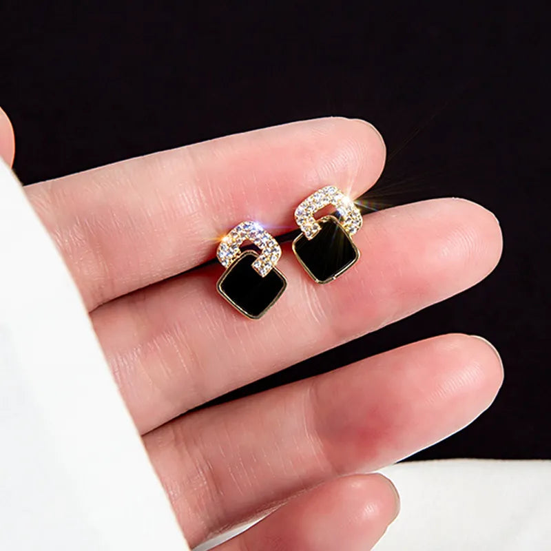 Exquisite Black Zircon Stecker Ohrringe | Shop Nory