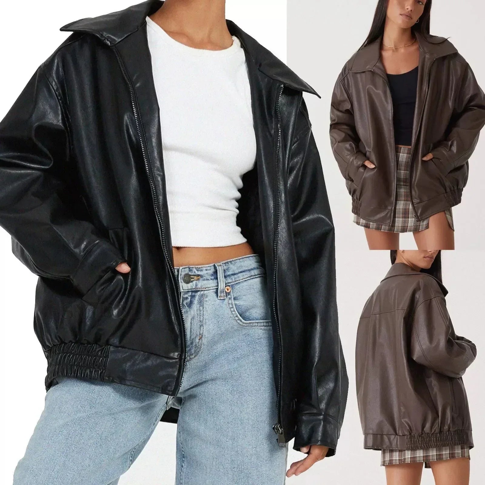 Oversized Lederjacke
