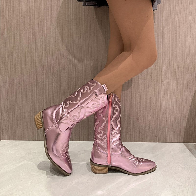 Chunky Heel Cowboy Boots