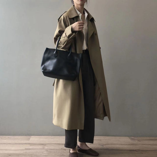 Trenchcoat Damen Oversized Windbreaker, Doppelreihig