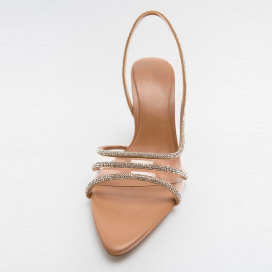 Elegante High-Heeled Sandalen - Stiletto Slingback Peep Toe Schuhe