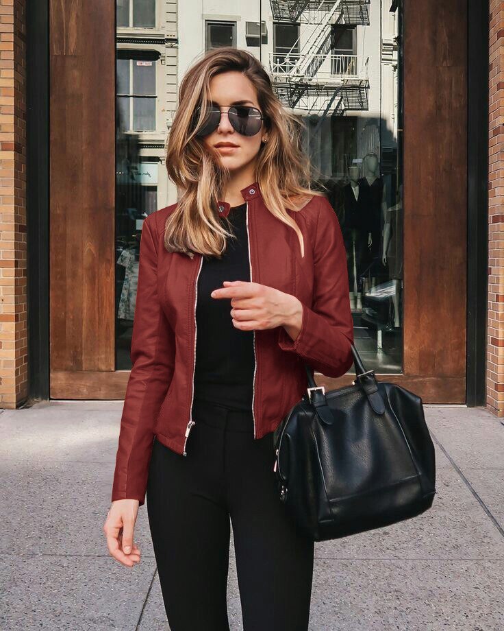 Damen Slim Fit Lederjacke