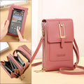 Leder Smartphone Clutch Damen Handtasche mit Touchscreen-Fenster