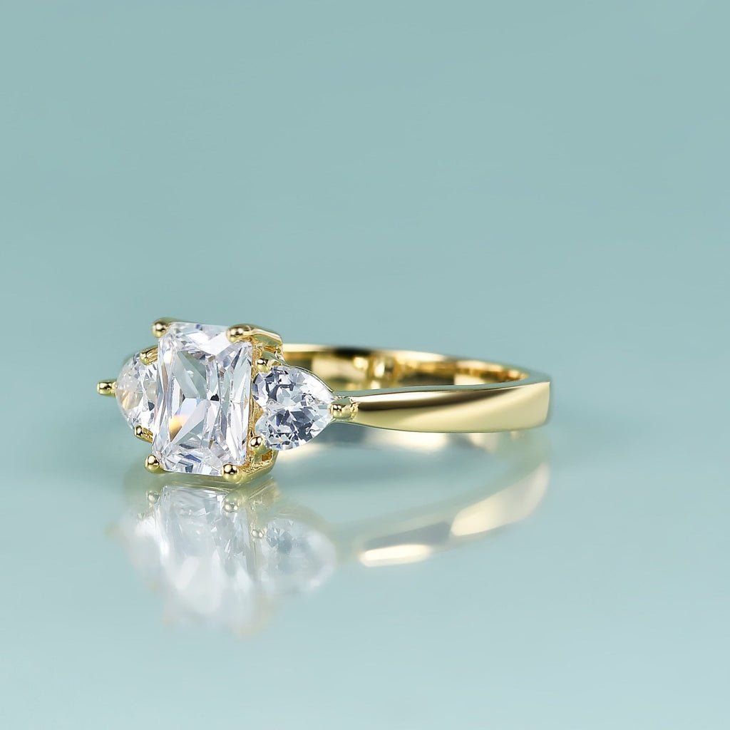 Moissanit-Verlobungsring. Meghan Markle-Verlobungsring mit drei Steinen | Shop Nory