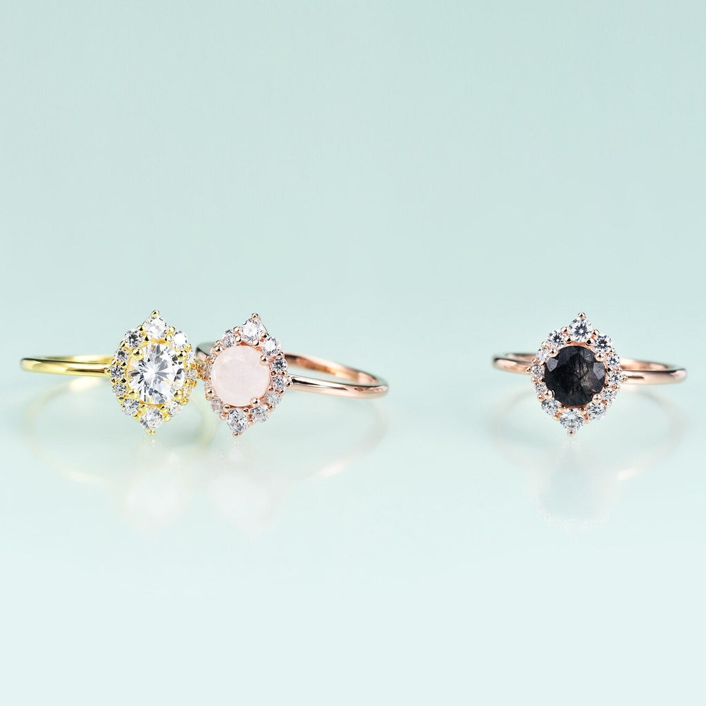 Verlobungsring mit schwarzem Rutilquarzring | Shop Nory