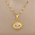 Unisex Gold Plated Sun Splash Crystal Eye Anhänger Kette Halskette | Shop Nory