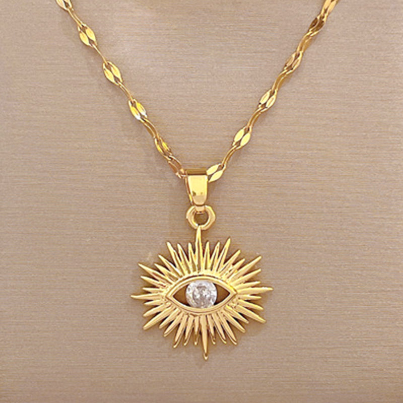 Unisex Gold Plated Sun Splash Crystal Eye Anhänger Kette Halskette | Shop Nory
