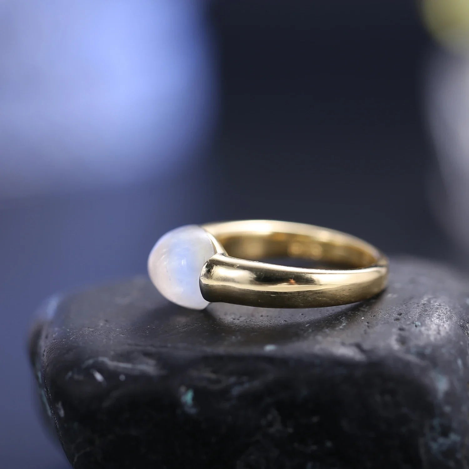 Herren-Mondsteinring aus Gold, schlichtes und minimalistisches Sterlingsilber | Shop Nory