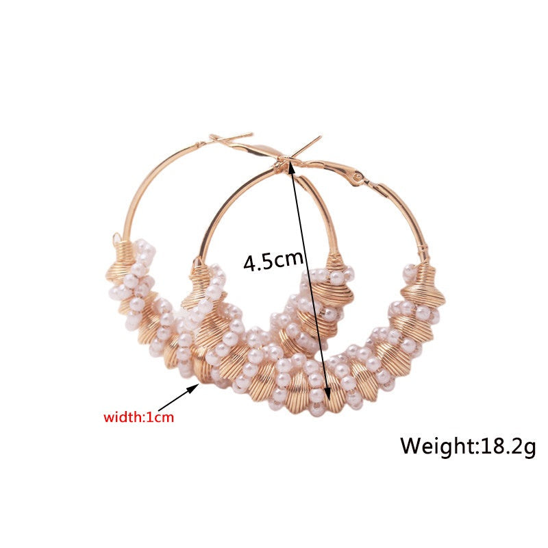 Damen Gold Runde Chunky Perle Twist Einlage Form Klappverschluss Ohrringe | Shop Nory