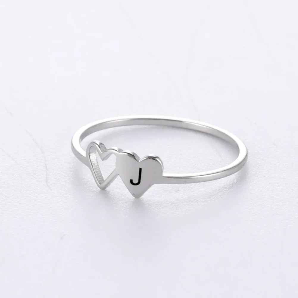 Doppelt-Herz-Initialenbuchstabenring | Shop Nory