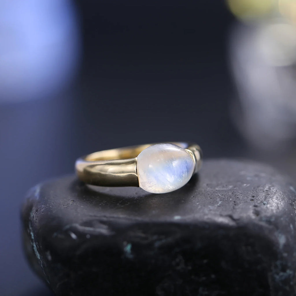 Herren-Mondsteinring aus Gold, schlichtes und minimalistisches Sterlingsilber | Shop Nory