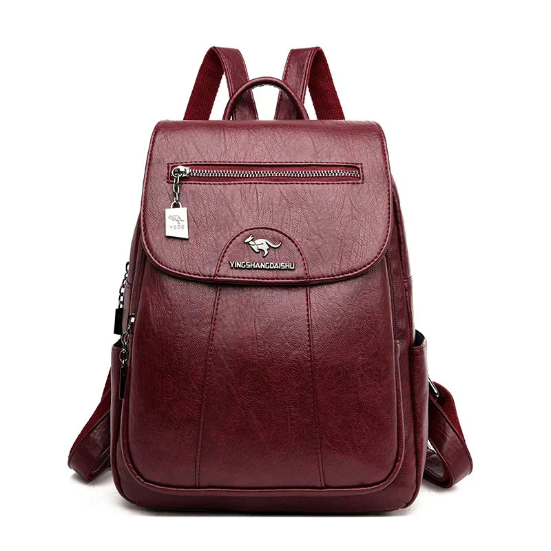 Großer Leder Rucksack mit DiShopnorystahlschutz für Damen