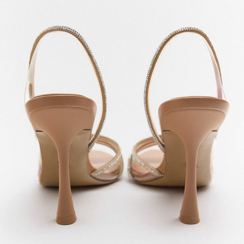 Elegante High-Heeled Sandalen - Stiletto Slingback Peep Toe Schuhe