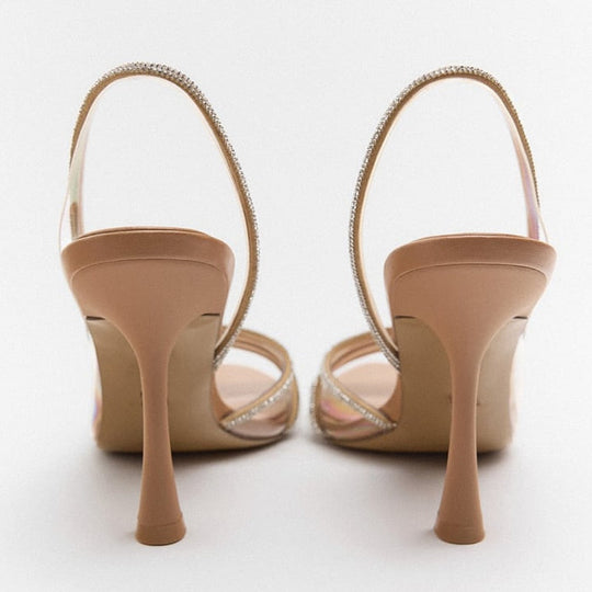 Elegante High-Heeled Sandalen - Stiletto Slingback Peep Toe Schuhe