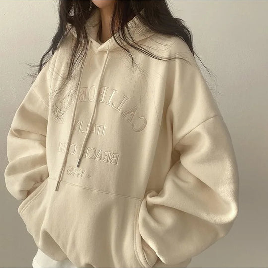 Oversized Damen Hoodie Mit Stickerei