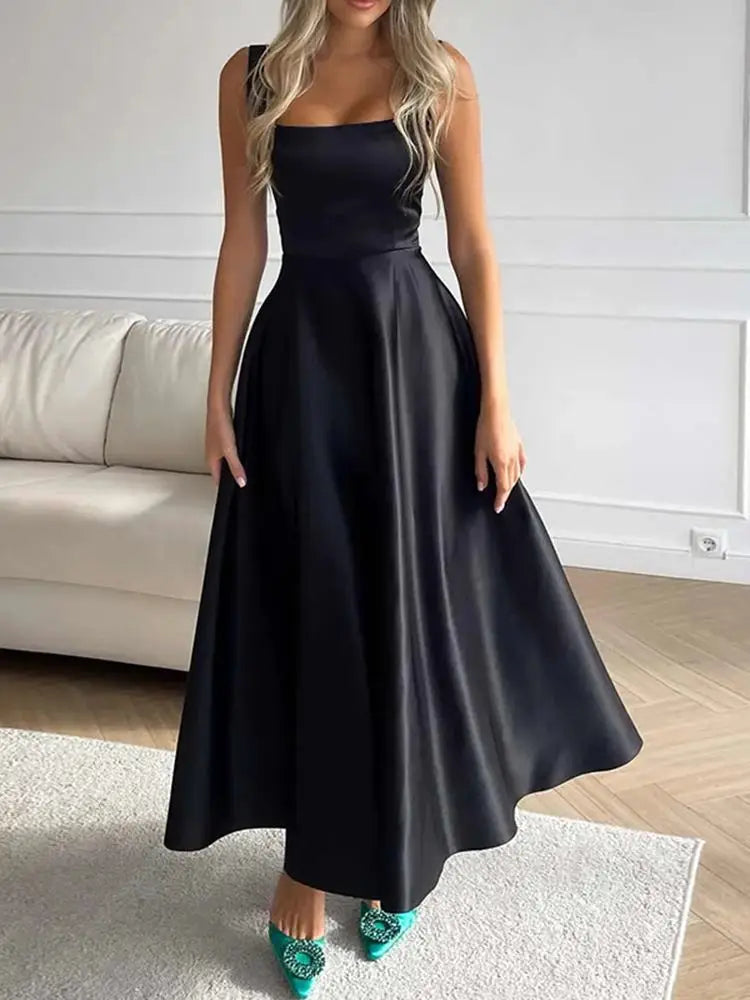 ShopNory | Modernes Ärmelloses Maxikleid mit Hoher Taille für Frauen