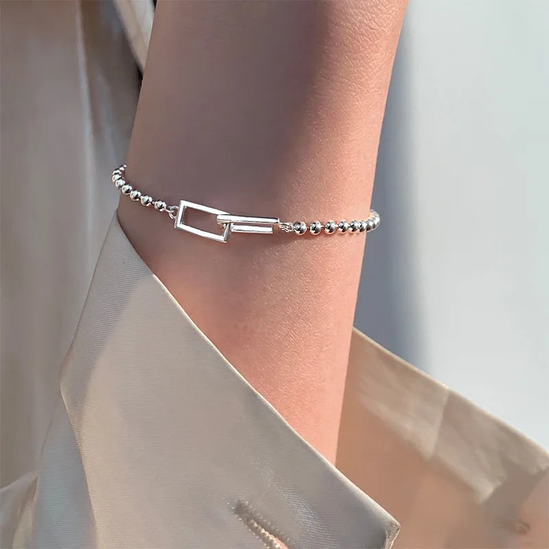 Silber geometrische quadratische Perlenarmband für Damen | Shop Nory