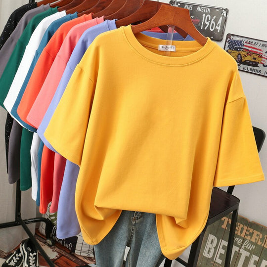 ShopNory | Oversized Baumwoll-Basic-T-Shirt für Damen