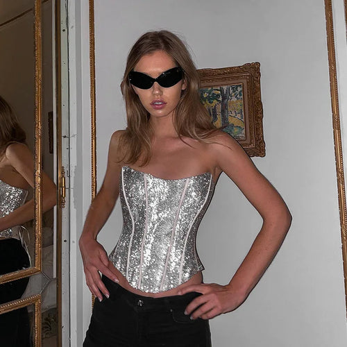 Korsett Strapless Glitzer Top