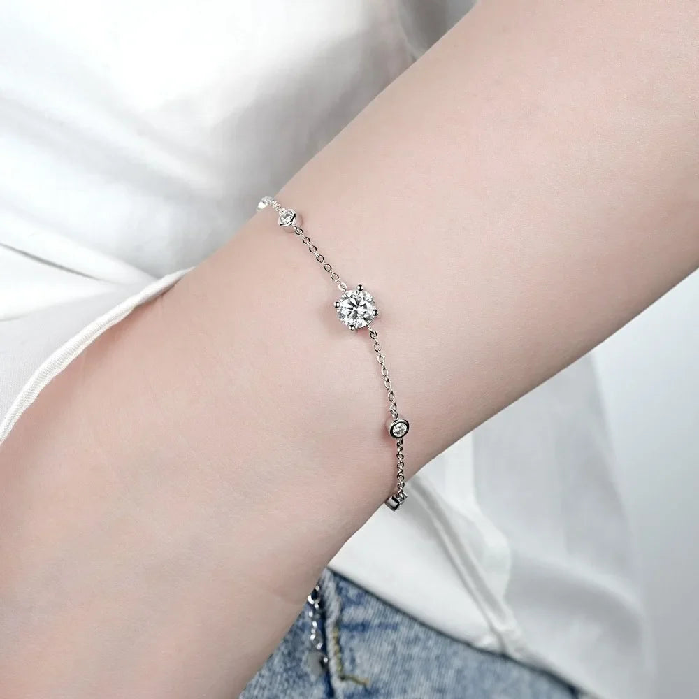 Luminous Eleganz: 1CT Moissanite-Armband aus Sterlingsilber | Shop Nory