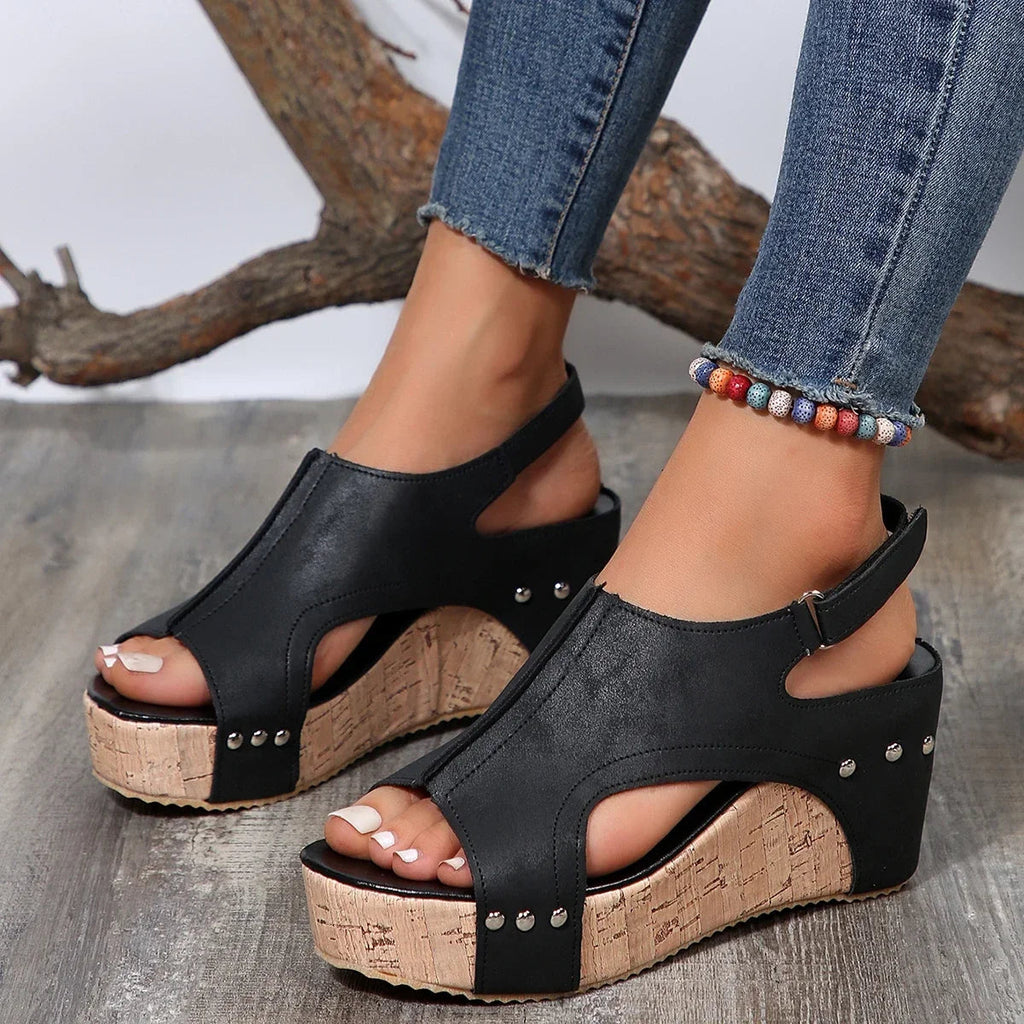 Orthopädische Keil-Sandalen mit offener Spitze