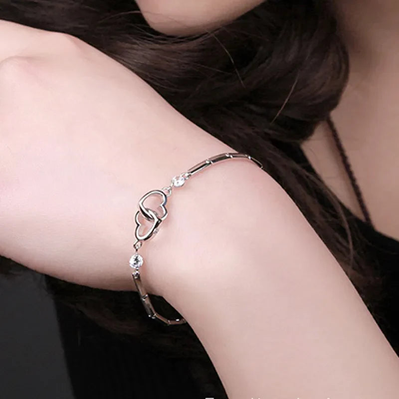 925 Sterling Silver Herz Charm Armreifen | Shop Nory