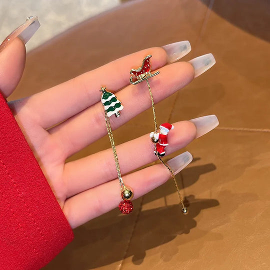 Weihnachtsmann lange Quasten Ohrringe - Winterzauber Edition | Shop Nory