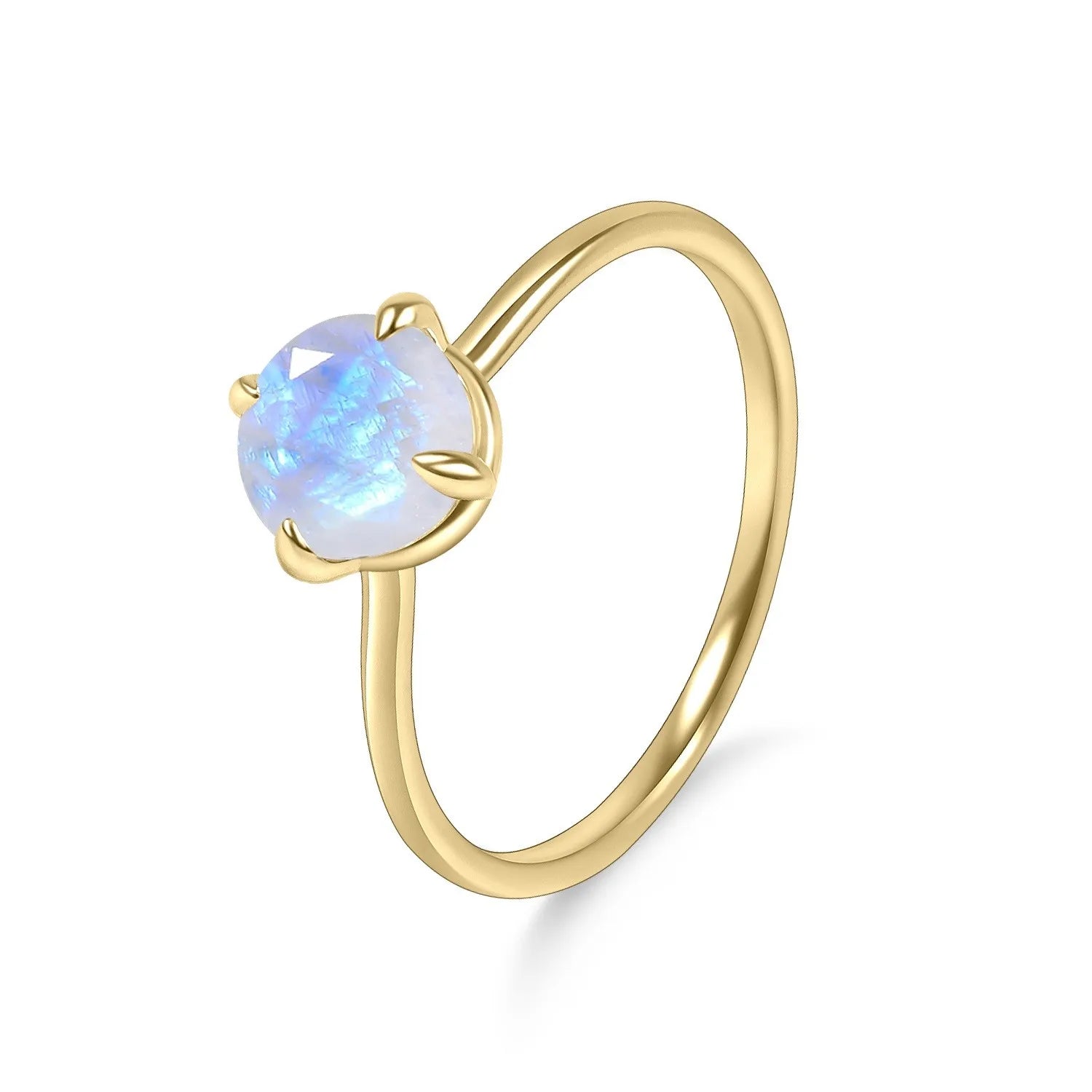 Mondstein-Kristallring minimalistisch mit rundem Mondstein Boho-Ring Edelsteinring | Shop Nory