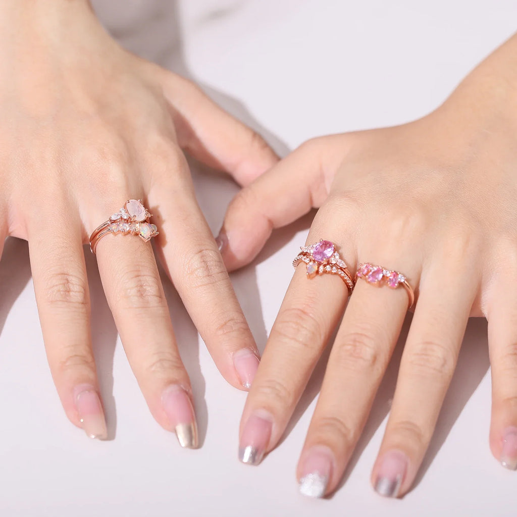 Schwarzer Rutilquarz-Verlobungsring aus 14-karätigem Roségold, antik aussehender gotischer Verlobungsring | Shop Nory