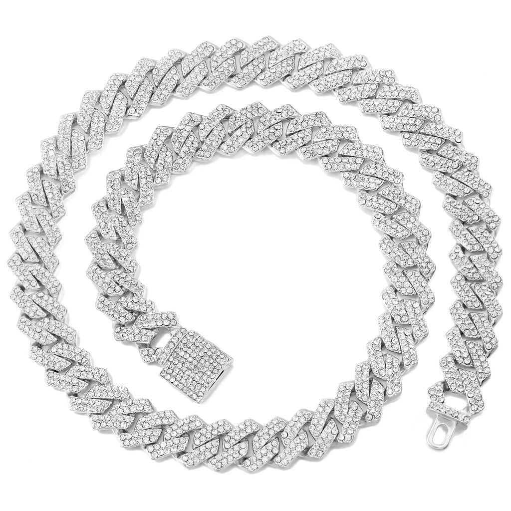 Gold Cuban Link Kette – 2-reihige Strass-Prong-Halskette für Männer & Frauen Shop Nory