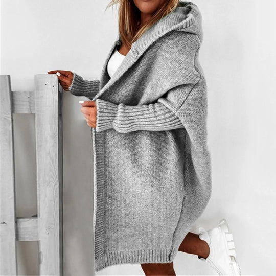 Oversized Strickmantel mit Kapuze - Cozyfit