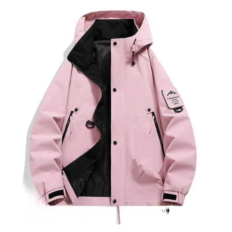 ShopNory Damen Windbreaker Jacke mit Kapuze und Stehkragen
