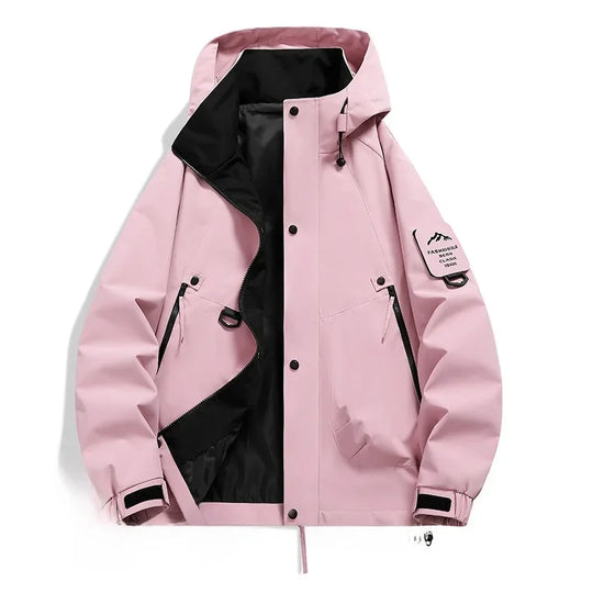 ShopNory Damen Windbreaker Jacke mit Kapuze und Stehkragen