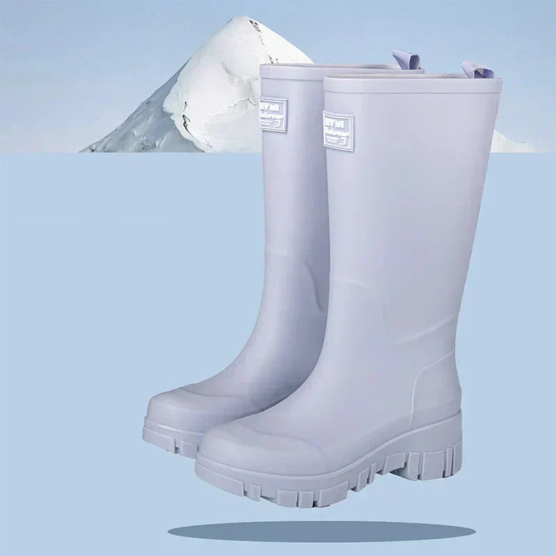Damen Chelsea wasserdichte Stiefel mit Blockabsatz & gemusterter Sohle