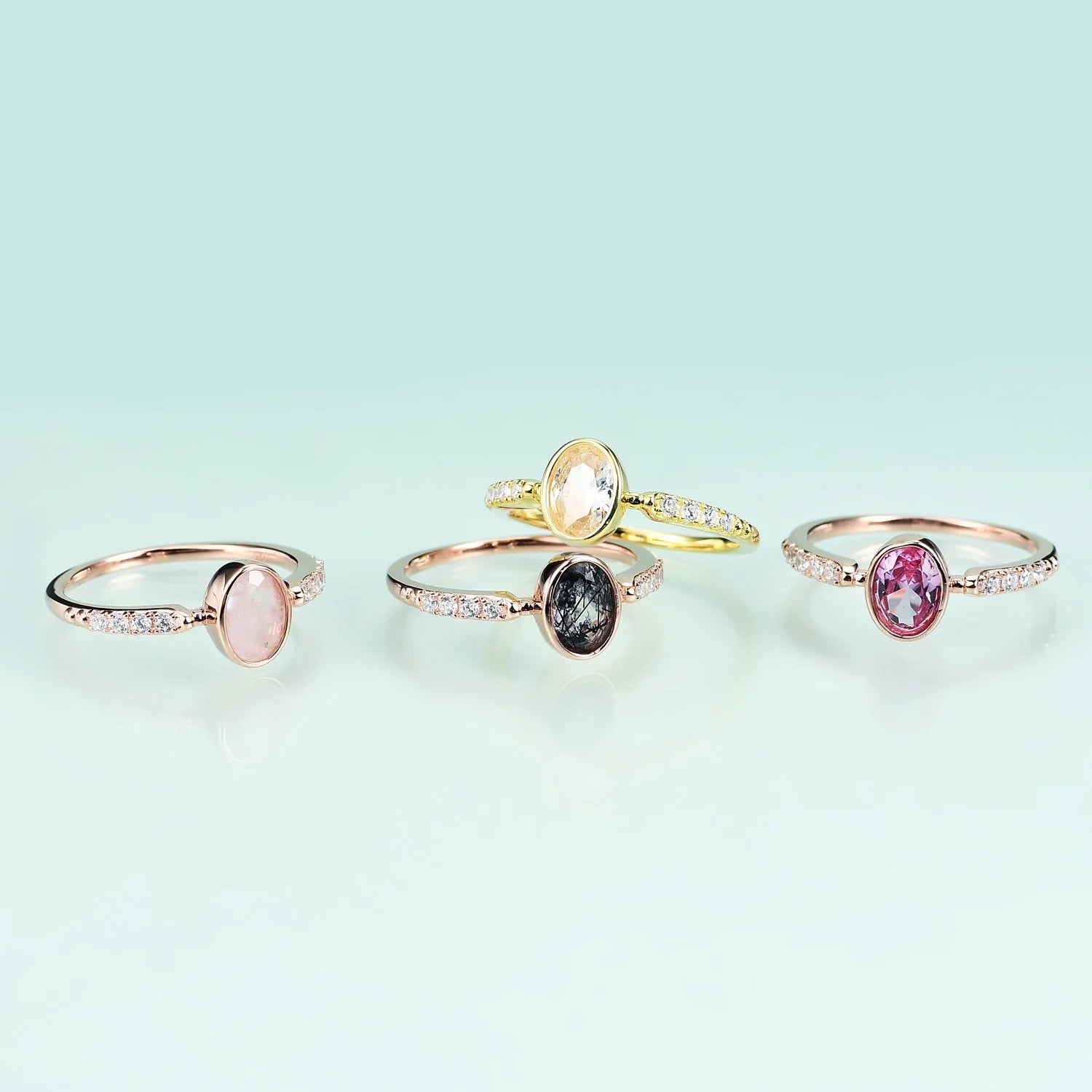 Rutilquarz-Verlobungsring mit ovaler Lünette, zierlich und schlicht | Shop Nory