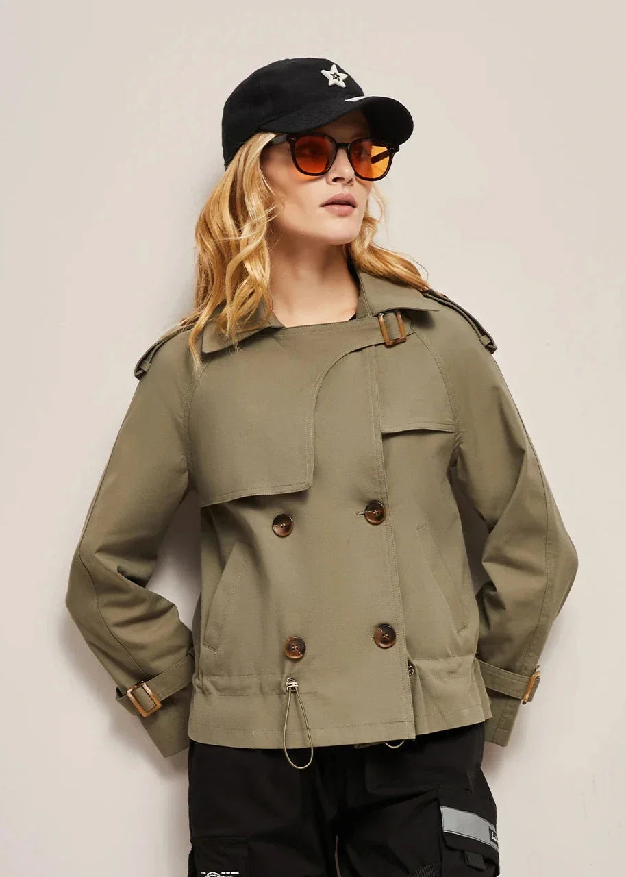 Shopnory | Doppelreihiger Trenchcoat für Damen - formelle und lässige Jacke