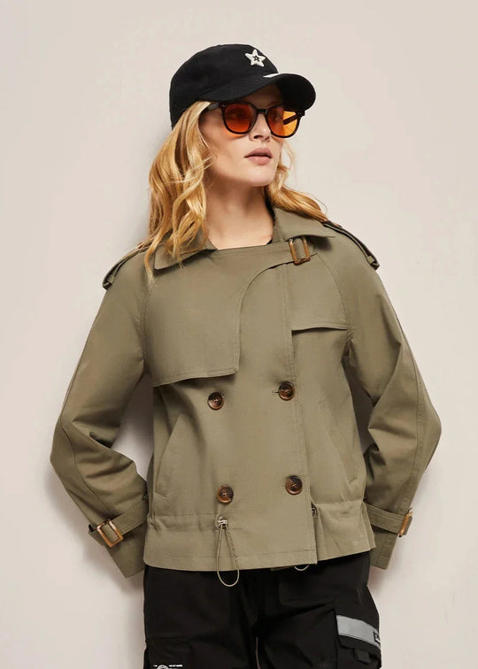 Shopnory | Doppelreihiger Trenchcoat für Damen - formelle und lässige Jacke