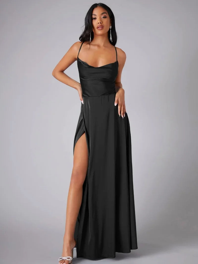 Seiden-Maxikleid mit Geflochtenem Rücken Kleid Dich für Formelle Anlässe Lucette