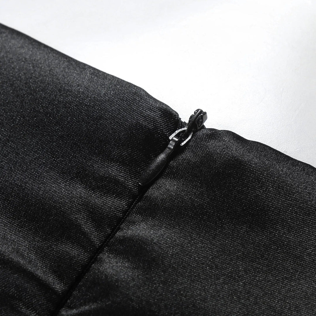 Elegantes Schwarz-Weiß Gradient Ärmelloses Patchwork Maxikleid