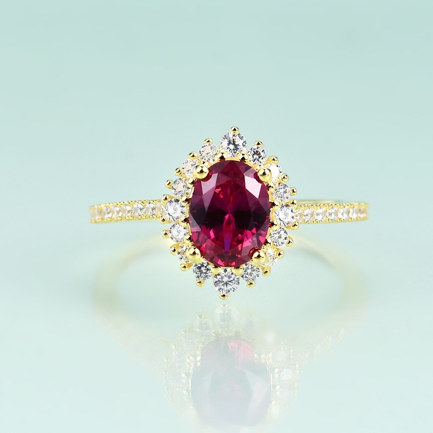 Gold-Rubin-Verlobungsring, Prinzessin-Diana-Ring | Shop Nory