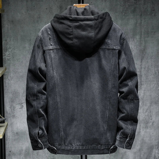 Herren Jeansjacke mit modernem Kapuzenpulli