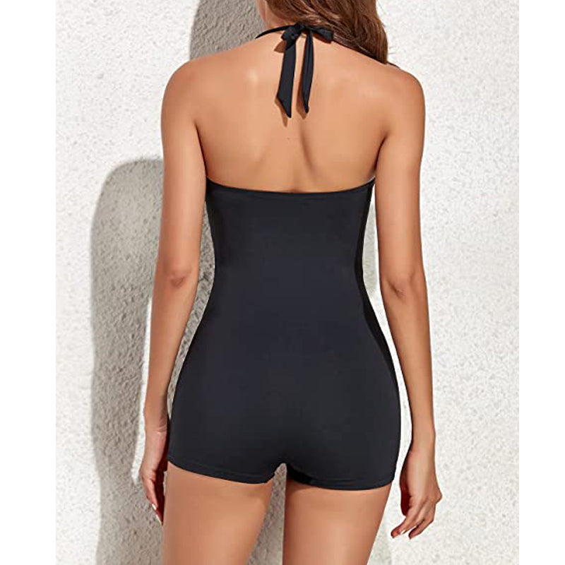 ShopNory | Damen Boyleg Badeanzug mit Halterneck & Figurformender Passform