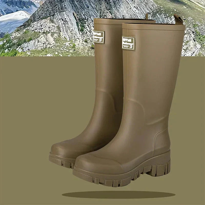 Damen Chelsea wasserdichte Stiefel mit Blockabsatz & gemusterter Sohle