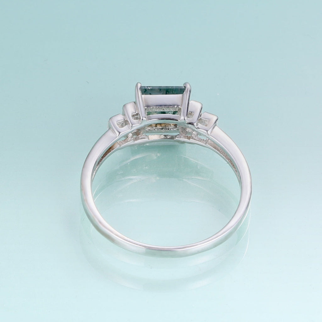 Moosachat-Ringband-Baguette-Ring in Silber | Shop Nory