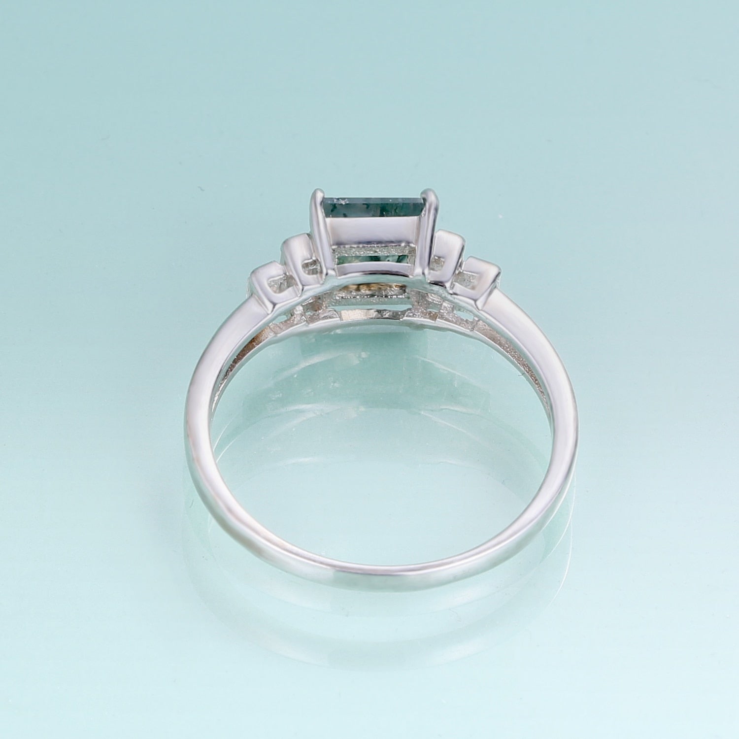 Moosachat-Ringband-Baguette-Ring in Silber | Shop Nory